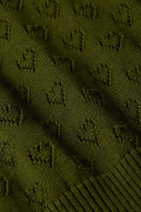 Apparel GB King Louie Women Audrey Trumpet Sleeve Heart Ajour Olive Green 2JFL683