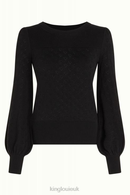 Apparel GB King Louie Women Bella Bell Sleeve Top Heart Ajour Black 2JFL687