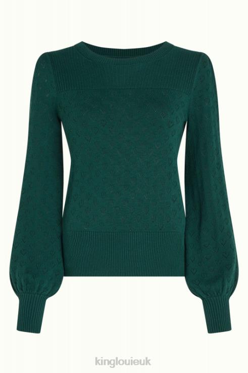 Apparel GB King Louie Women Bella Bell Sleeve Top Heart Ajour Dragonfly Green 2JFL688