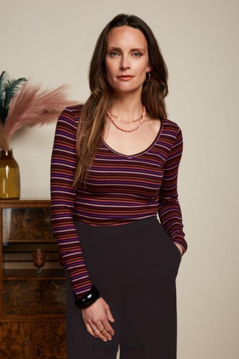 Apparel GB King Louie Women Carice V Top Rolla Stripe Mesa Pink 2JFL654