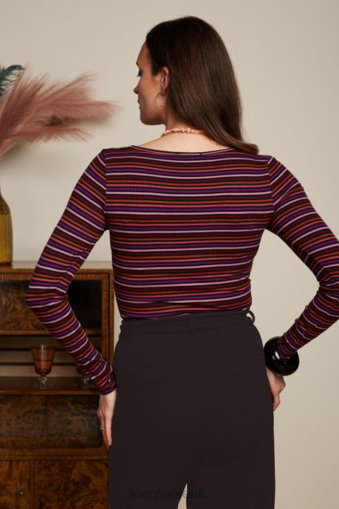 Apparel GB King Louie Women Carice V Top Rolla Stripe Mesa Pink 2JFL654