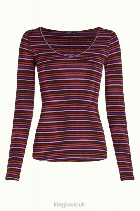 Apparel GB King Louie Women Carice V Top Rolla Stripe Mesa Pink 2JFL654