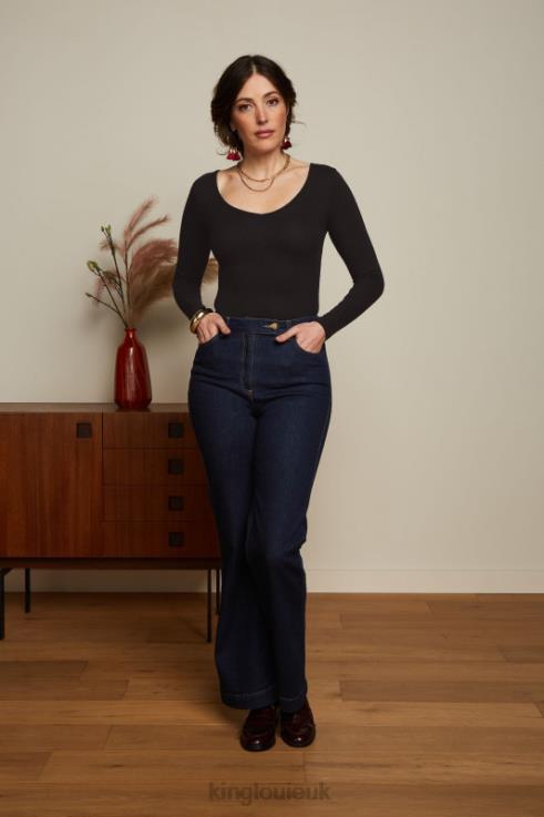 Apparel GB King Louie Women Carice V Top Uni Rib Black 2JFL652