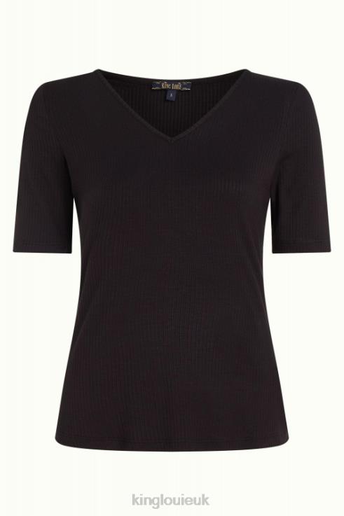Apparel GB King Louie Women Carice V Top Uni Rib Black 2JFL698