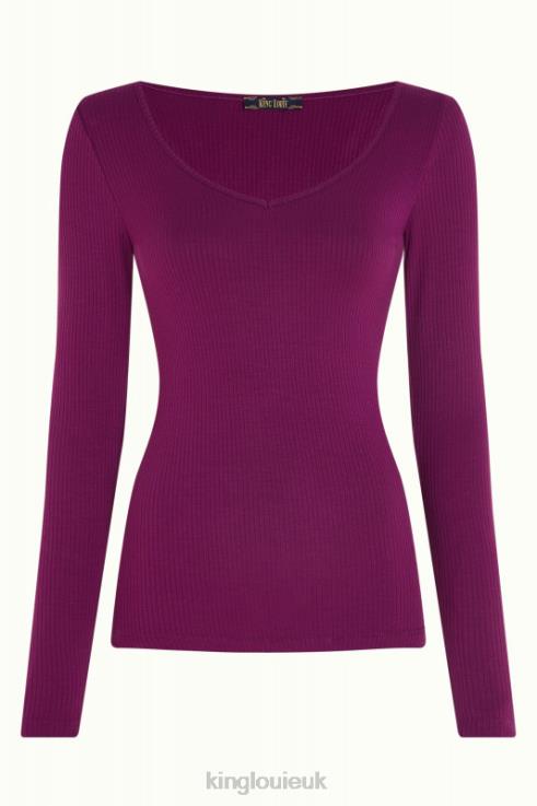 Apparel GB King Louie Women Carice V Top Uni Rib Caspia Purple 2JFL651