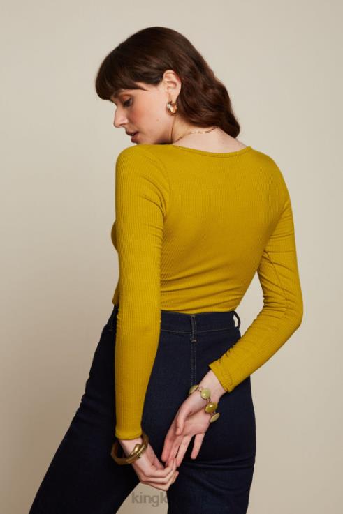 Apparel GB King Louie Women Carice V Top Uni Rib Curry Yellow 2JFL650