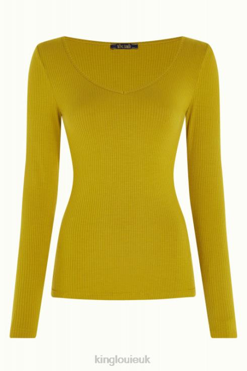 Apparel GB King Louie Women Carice V Top Uni Rib Curry Yellow 2JFL650