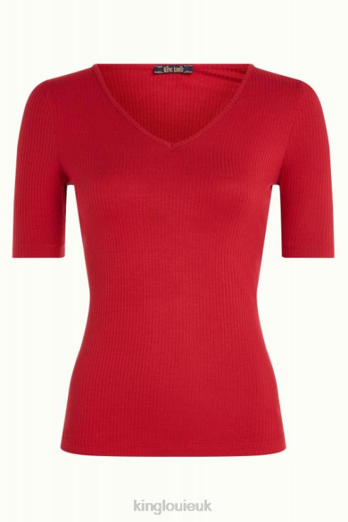 Apparel GB King Louie Women Carice V Top Uni Rib Ruby Red 2JFL6100
