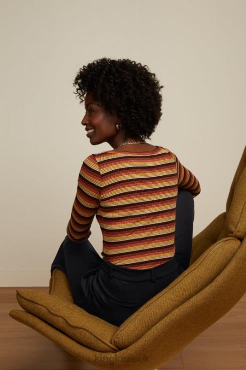 Apparel GB King Louie Women Lily Top Vanna Stripe Mango Orange 2JFL644