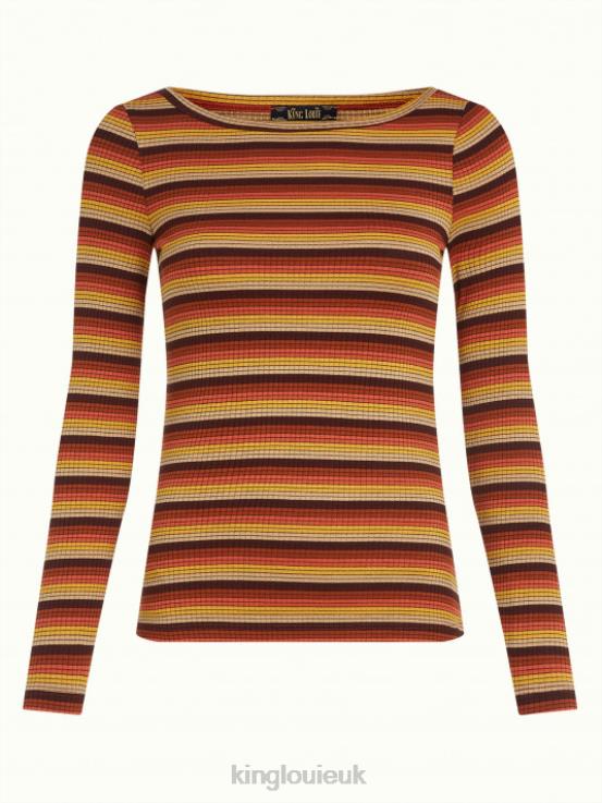 Apparel GB King Louie Women Lily Top Vanna Stripe Mango Orange 2JFL644