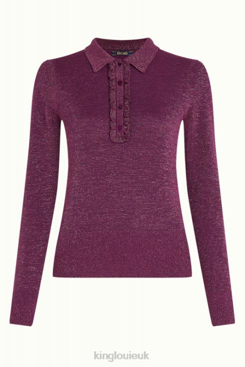 Apparel GB King Louie Women Polo Rufffle Top Lapis Caspia Purple 2JFL666