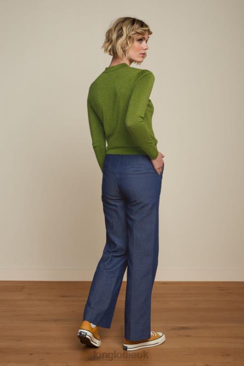 Apparel GB King Louie Women Polo Rufffle Top Lapis Woodbine Green 2JFL668
