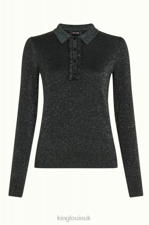 Apparel GB King Louie Women Polo Ruffle Top Lapis Black 2JFL667