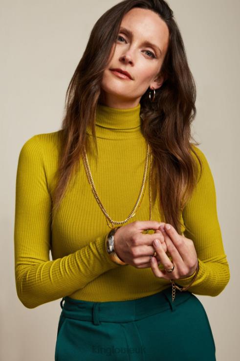 Apparel GB King Louie Women Rollneck Top Uni Rib Curry Yellow 2JFL646