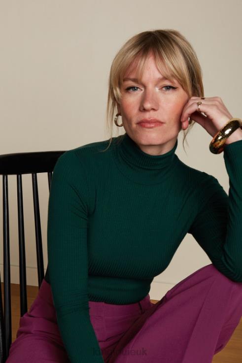 Apparel GB King Louie Women Rollneck Top Uni Rib Pine Green 2JFL647