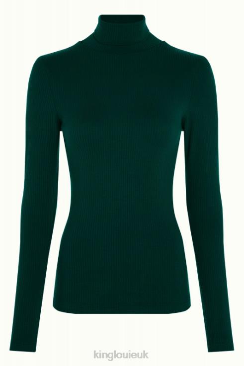 Apparel GB King Louie Women Rollneck Top Uni Rib Pine Green 2JFL647